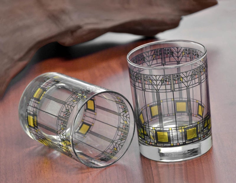 Culver Frank Lloyd Wright DOF Double Old Fashioned Glass 14-Ounce (Gift Boxed Set of 2, Tree of Life) - Image 3
